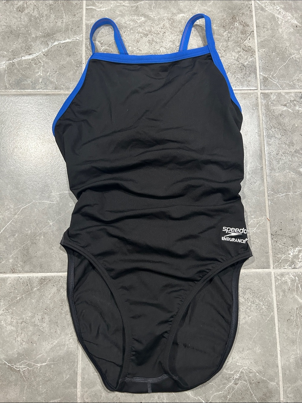 Speedo Black One-Piece Swimsuit with Royal Blue Trim